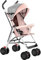 Poussette 3 en 1, Poussette Canne, Trio, Poussette Bebe, Landau Bébé, Accessoires, Adaptateurs Universels, Grandes Roues, 25kg, panier spacieux-D-rose