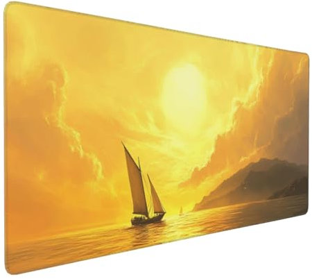 Tapis de Souris Jaune Tapis de Souris XXL 1000x500x4mm Tapis de Souris Gamer Coucher de Soleil Tapis de Souris Ergonomique,Base en Caoutchouc Antidérapante,Imperméable à l'eauPour Accessoire Gaming