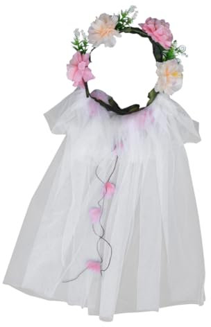 COSMEVIVI Hochzeitsblumenkranz Aus Seide Mit Schleier Für Braut Fotografie-requisite Elegant Und Langlebig Weiß Für Hochzeiten Feste Partys Und Alltag