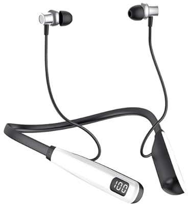 LAMA Bluetooth 5.4 Kopfhörer Sport Ohrhörer 80 Std. Spielzeit Noise Cancelling Kabellos Sportkopfhörer In Ear Headset mit LED-Anzeige Spielmodus Nackenbügel für Wandern Laufen, Weiß