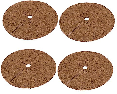 TINEASUR Kokosfaser Pflanzscheiben 4 Stück Rund 25cm Pflanzenring Mulchmatte Naturmaterial Atmungsaktiv Für Garten Und Topfpflanzen