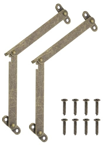 QUARKZMAN Charnières Support Couvercle Pliantes 4 Bronze 2Pcs | Charnière De Levage, Charnières En Fer Rotatives À 180 Degrés, Avec Vis, Pour Boîtes En Bois Coffret À Bijoux Vitrine