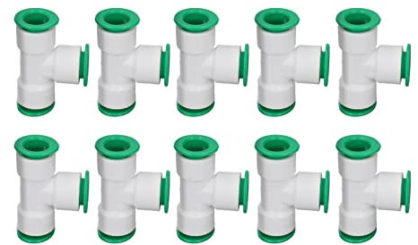 10Pcs Tee Connector, 3 Way Quick Connect Push Water Pipe Adapter Hose Connector for Irrigation, Swimming Pools, Spas, Potable, Chilled Water, with Clamp Point Steel Claw Design,