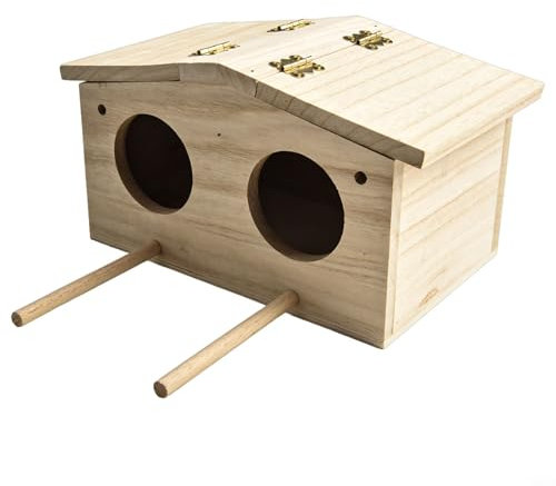 Wooden Bird House Log Cabin Shape for Birds and Wild Animals Non and Sturdy