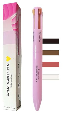 EONFAVE 4 in 1 Makeup Pen, Eyeliner, Brow Liner, Lip Liner & Highlighter Penna, Matita cosmetica multifunzione impermeabile per sopracciglia, eyeliner, contorno labbra e illuminante (01Sliver)