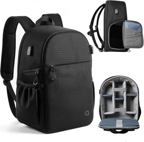llano 20L Camera Backpack for DSLR/SLR/Mirrorless – Water-Resistant Photography Bag with Laptop Slot & Tripod Holder, Compact Case for Canon/Nikon/Sony, Travel & Outdoor,Large Capacity, Black
