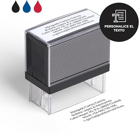 Cimpress Timbro Auto-Inchiostrante Personalizzato con Testo, per Nome, Indirizzo o Azienda, 6,7 x 2,8 cm, Inchiostro Nero, Ideale per Documenti, Fatture e Ufficio