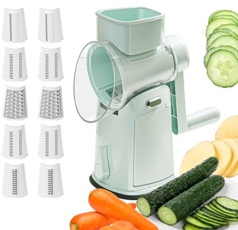 Xijobido Cortador De Verduras - Cortadora Multifunción Y Rallador De Queso | Triturador De Alimentos Con Manivela Manual Para Zanahoria Cebolla Queso Fruta Patata Limon Col