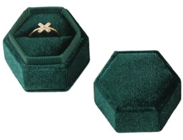 Ringlåda Vintage åttkantig enkel och dubbel fyrkantig ringlåda med avtagbart lock, örhängehållare, bröllopsförslag, Single ring box