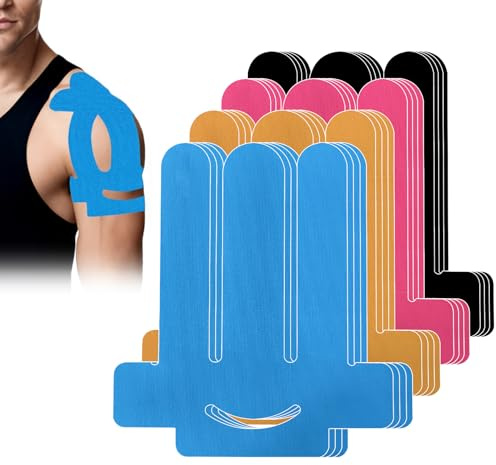 JurciCat 16stycken Kinesiotapes Förskurna Knä Vattentät Andningsbar Kinesiotape Axelbandage För Smärtlindring i Knä Och Axlar För Sport & Permanent Stöd (A)
