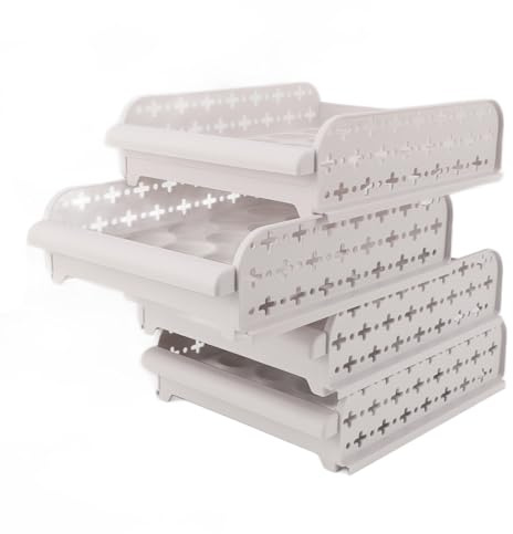 Bonbela Contenitore di Uova da 4 Pezzi per Frigorifero PP Impilabile Shock di Stoccaggio Scatola di Stoccaggio per Casa (4 livelli)