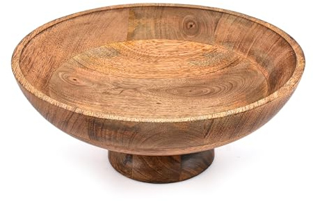 Samhita Frutero hecho a mano de madera de mango – Cuenco de frutas decorativo rústico para encimera de cocina y decoración del hogar (12 x 12 x 4.75 pulgadas)