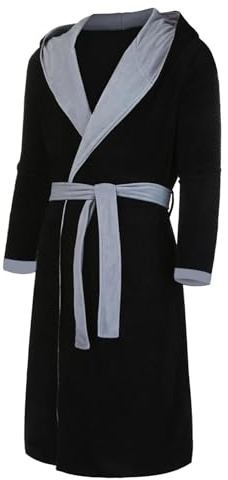 Generisch Peignoir Homme Long à Capuche Peignoir Homme Chaud Hiver Épais Robe de Bain Grandes Tailles Manteau de Maison Mi-Longueur Manteau de Sauna Décontracté Vêtements de Nuit Confortable Peignoir