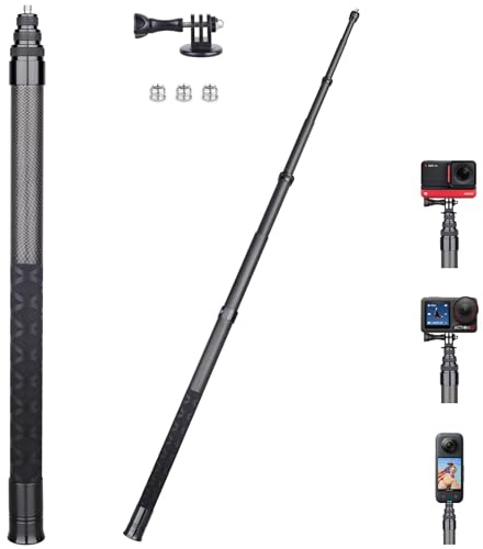 ARTCISE Bastón selfie de fibra de carbono de 150 cm ER150 palo selfie de fibra de carbono monopié para cámaras de acción, GoPro Hero, GoPro, DJI Osmo Action, para cámara