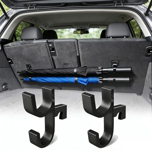 Alriedy 2PCS Car Umbrella Holder Hook Trunk Umbrella Clip Organizer, No Drill Space Saving Universal – Sturdy Versatile Hook for Car, Truck, SUV, Boat, Golf Bag, Stroller & Wheelchair