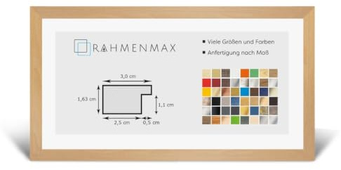 Morena MDF Rahmen für Bild 33x98cm Buche Dekor mit Acrylglas | zum Aufhängen Hoch- und Querformat/Maßanfertigung möglich/Puzzle Rahmen/mit 1mm klarem Acrylglas