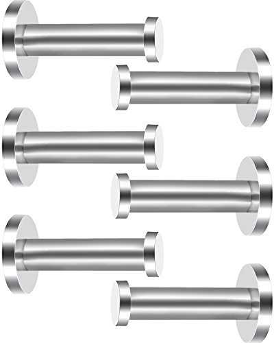 EBOOT 6 Pieces Stainless Steel Wall Mount Robe Coat Hook Towel Wall Hook (3 Inch, Silver)