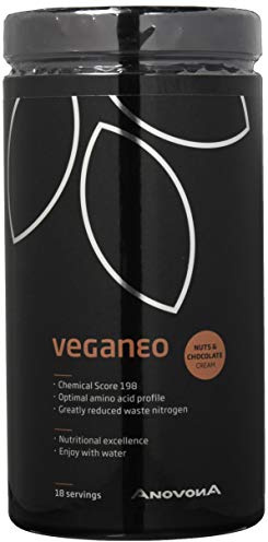 AnovonA veganeo veganes Proteinpulver Schoko Nuss - Protein Pulver mit EAAs & BCAAs | Made in Germany | Proteinpulver vegan aus Erbsen-, Reis- & Soja-Protein-Isolat | zucker- und laktosefrei | 450g