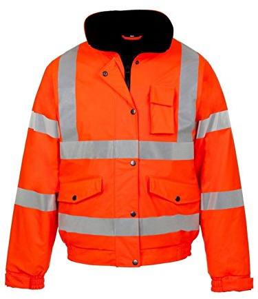 Kapton Hi Viz High Vis Visibility Bomber Jacket Work Coat Security Jacket Waterproof (Orange, L)