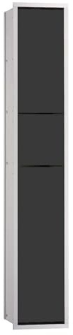 EMCO ASIS 150 Unterputz Bad Schrank für Gäste-WC, Hochschrank & Badezimmerschrank als Toilettenpapierhalter, Abfalleimer & Klobürstenhalter Schwarz Aluminium 96,4 cm Unterputz