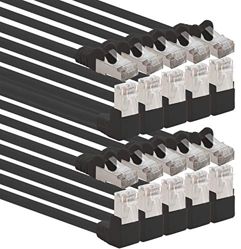 1aTTack.de 366147 Cat.6 Netzwerkkabel Winkel 90 Grad 0,5m - schwarz - 10 Stück - Cat6 Patchkabel (SFTP PIMF) 1000Mbit/s Rj 45 Stecker - 10 x 0,5m Meter schwarz