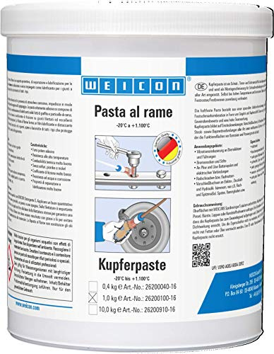 WEICON Pasta al Rame, Lubrificante per Macchine, Protettivo, Agente Distaccante e Lubrificante per Alte Temperature (1 kg)
