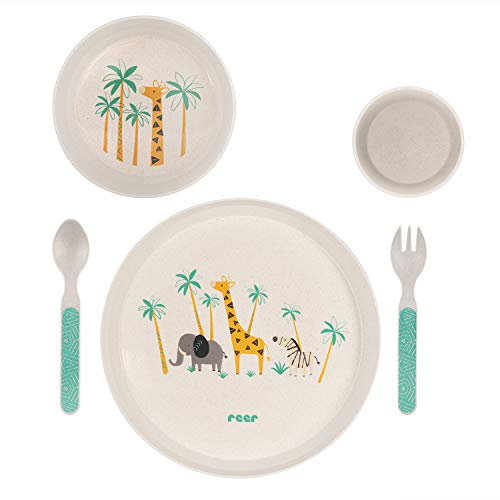Reer Growing Kindergeschirr-Set WildLife, Nachhaltig ohne Schadstoffe, melaminfrei