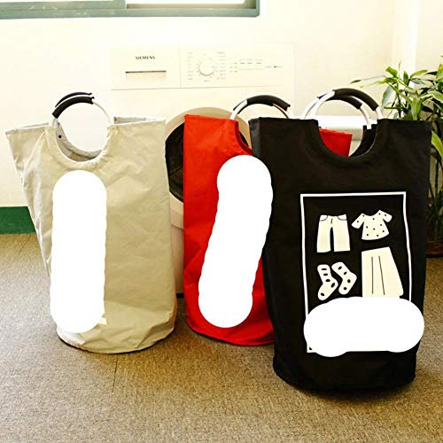 Collapsible Laundry Basket Portable Oxford Fabric Basket Toy Storage Box Super Large Bag Laundry Hamper Metal Handles Organizer-Light Grey