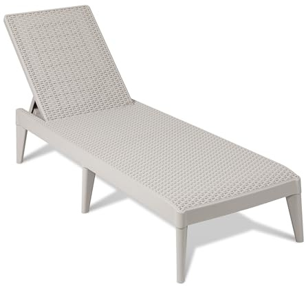 TOOMAX Numana Sonnenliege in Rattan-Optik mit verstellbarer Rückenlehne, UV-beständig, Art. 950, Maße: 60 x 186 x 29H cm (Grau Taupe)
