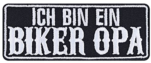 BIKER OPA Aufnäher Cruiser Aufbügler Biker Patch Motorrad Bügelbilder zum annähen | Geschenk für Opa/Papa Applikation für Jacke/Weste/Jeans/Motorradkoffer 90x35mm