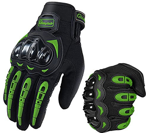 hifrom Motorrad Handschuhe Herren Damen Kinder, Atmungsaktive Touch Screen Fahradhandschuhe, Sport Handschuhe für Motorrad, Radfahren, Camping, Roller (Grün, XL)