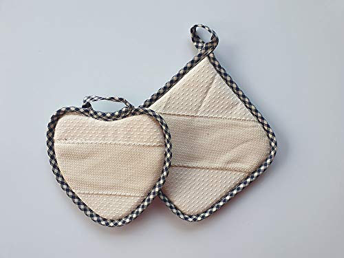 Presine da Cucina Set 2 Pezzi Inserto in Tela Aida + in Omaggio Grembiule corto Tasca con Tela Aida 100% Cotone Prodotto Italiano (Blu)