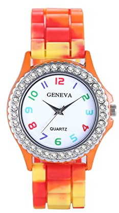 Avaner Damenuhr mit buntes Digitalzifferblatt Damen Armbanduhr mit Silikon Armband Camouflage Uhr Mehrfarbige Quarzuhren für Frauen