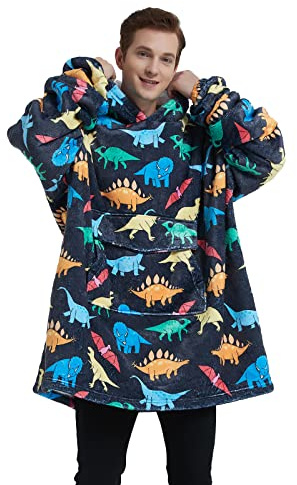 Mewkou Adult Wearable Blanket Oversized Sherpa Fleece Hooded Blanket with Hood for Women and Men