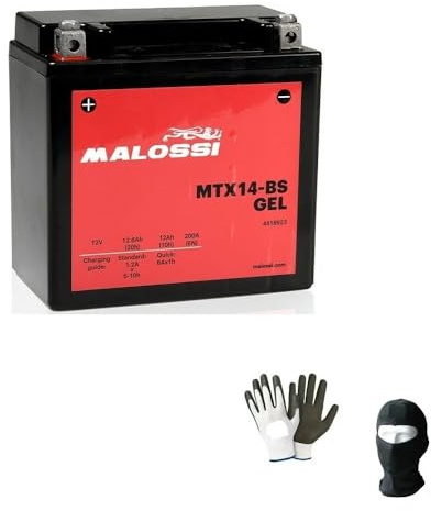 Kompatibel mit Italjet Dragster 180 von 1999 bis 2000 Gel-Batterie MTX14-BS, bereits gebrauchsfertig, aktive Batterien 12 Ah, Ampere 12 Volt, für Motorrad und Motorroller
