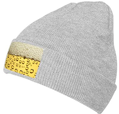 ASEELO Beer Bubble Winter Knit Beanie Mütze für Damen Herren Ski Skull Cap für Wandern Radfahren Camping Joggen Schwarz, grau, One size