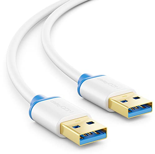 deleyCON 1m USB 3.0 Super Speed - A Connettore a A Connettore - Velocità di Trasferimento fino a 5 Gbit/s - Bianco/Blu