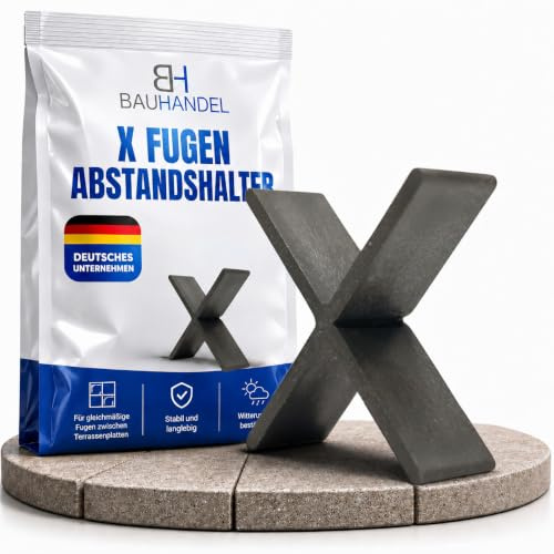 Bauhandel24 - Fugenkreuze 5mm für Terrassenplatten 1000 Stk., Fugenkreuz auch als T-Stück, Abstandshalter 15mm Höhe, Kreuze im Außenbereich für Platten Pflaster Terrasse Balkon
