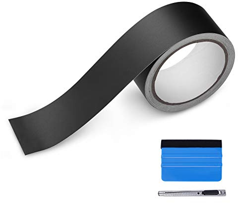 Newl Vinilo Negro Mate Autoadhesivo DIY Coche Sin Burbujas 5 cm x 900 cm | Acabado mate, kit de instalación incluido, autoadhesivo, canales anti burbujas, para coches, motos, muebles, portátiles