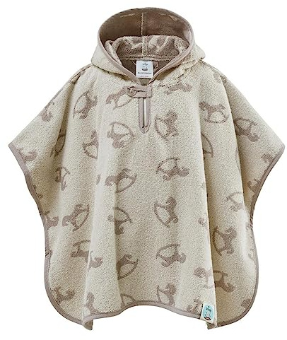 sei Design Dein Bio-Poncho Frottee Bade-Poncho mit Kapuze | 100% Bio Baumwolle | Organic Kapuzenbadetuch | 3+ Monate bis 3 Jahre