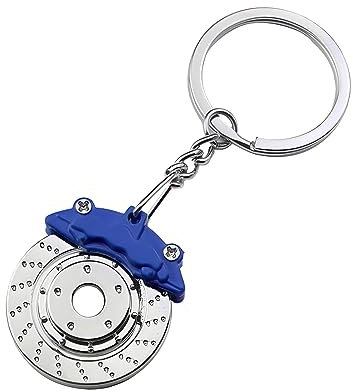 JNNJ Scheibenbremsen-Schlüsselanhänger, Bremsscheibe Autoteile Schlüsselanhänger, Auto Mode 3D Schlüssel Halter, Autoschlüssel Kreativ Autodeko Zubehör(Blau)