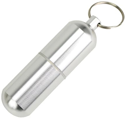 Pillendose Schlüsselanhänger – Tragbares Pillenetui aus Aluminiumlegierung | Pillenbox aus Ohrensammelstab, Medikamentenorganisator, Aufbewahrungsflasche