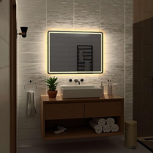 Alasta Madrid Badezimmer Spiegel mit Beleuchtung 160x80 cm WarmWeiß LED Badspiegel Wandspiegel Badezimmerspiegel mit Beleuchtung Spiegel mit Licht Rechteckspiegel