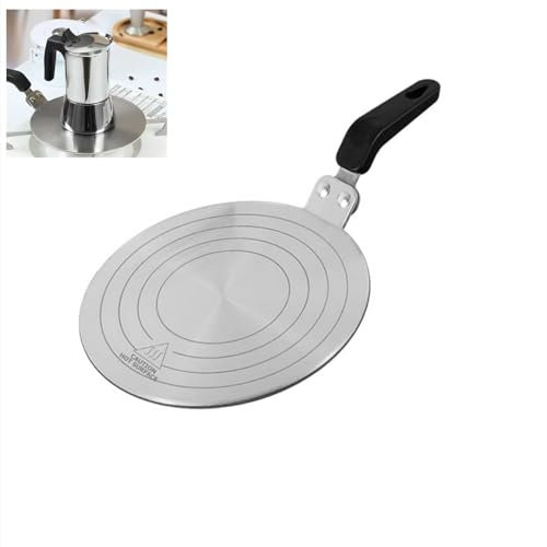 Gocoffun Placa difusora de calor, placa difusora de estufa de gas de acero inoxidable de 20 cm, adaptador de inducción para olla Moka, utensilios de cocina de café (7.9 pulgadas)