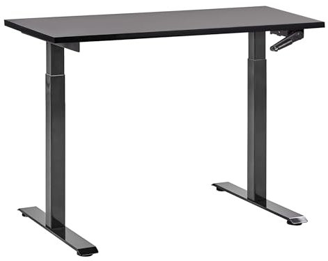 Beliani Höhenverstellbarer Schreibtisch mit Kurbel schwarz 120x72 cm DESTINES