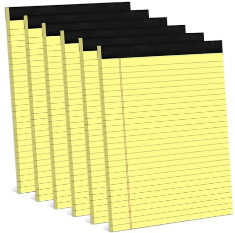 Yuattory 6Er-Pack Gelbe NotizblöCke, 8,5 X 11,75, Schmale, Linierte SchreibnotizblöCke, Gelbe PapierblöCke, Linierter College-Notizblock