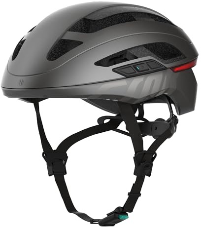 CRNK Angler Alpha Fahrradhelm – Unisex E-Bike & Rennrad Helm mit LED Blinker, Bremslicht & Rücklicht – Integrierte Bluetooth Kopfhörer & Mikrofon – Aerodynamisch, Leicht & Belüftet