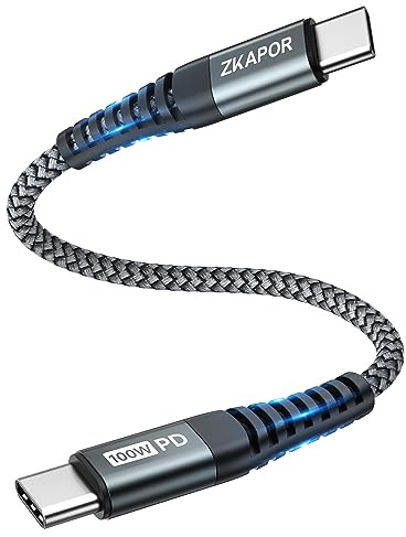 ZKAPOR Câble USB C vers USB C Court 50CM 100W Chargeur Type C Charge Rapide | Câble USB C Court Chargeur Rapide Nylon Cordon USB C vers USB C pour iPhone 17/16/15 Pro Max, Galaxy, Pad/Air, Huawei, Pixel
