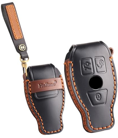 ontto Custodia per chiave auto, in pelle, adatta per Mercedes Benz Keyless Go A B C S R classe AMG GLA CLA GLC W176 W221 W204 W205 3 tasti nero
