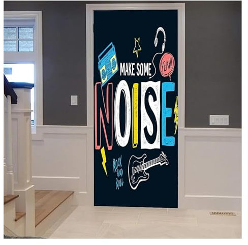 Türaufkleber Türtapete Türbilder Türposter Bunter Graffiti-Türaufkleber, Straßenwandbild, Kunstaufkleber, Abnehmbarer Hip-Hop-Hippie-Stil, Poster, Tapete, Zuhause, Schlafzimmer, Dekor(M,40x120cm)